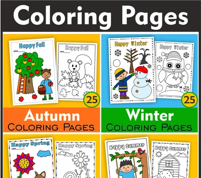 Printable Coloring Pages for Kids Seasons Bundle