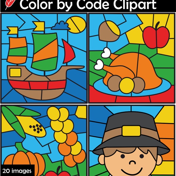 Thanksgiving Color by Number Clipart