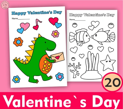 Valentine`s Day Printable Coloring Pages for Kids