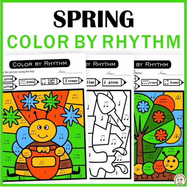 Spring Music Color by Code Worksheets | Color by Rhythm