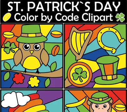 St. Patrick`s Day Color by Code Clipart