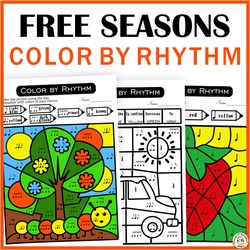 Image for Free Music Worksheets | Color by Rhythm Sheets product