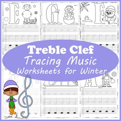 Image for Treble Clef Tracing Music Notes Worksheets for Winter product