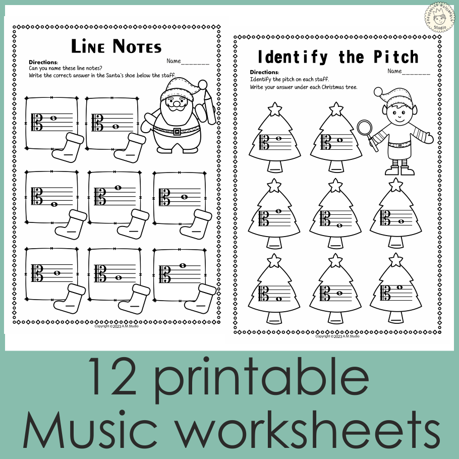 Alto Clef Note Name Worksheets for Christmas (img # 1)