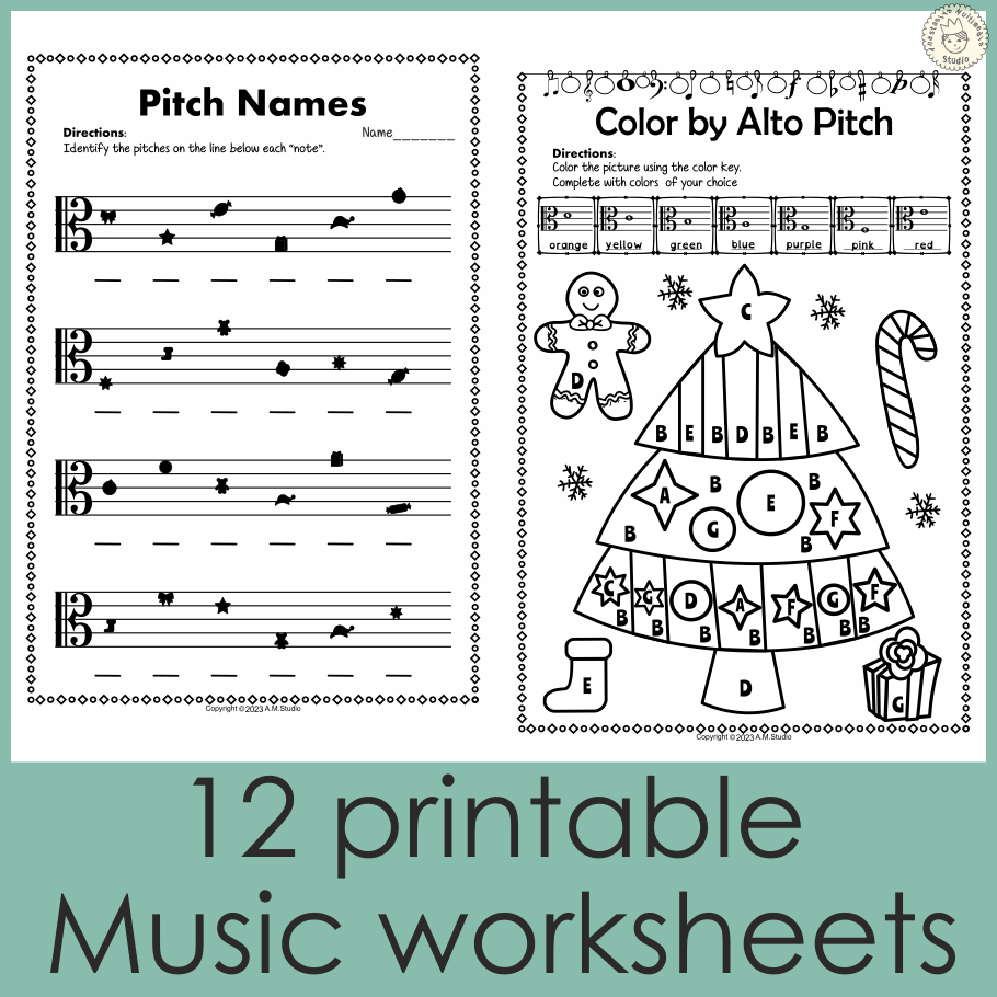 Alto Clef Note Name Worksheets for Christmas (img # 2)
