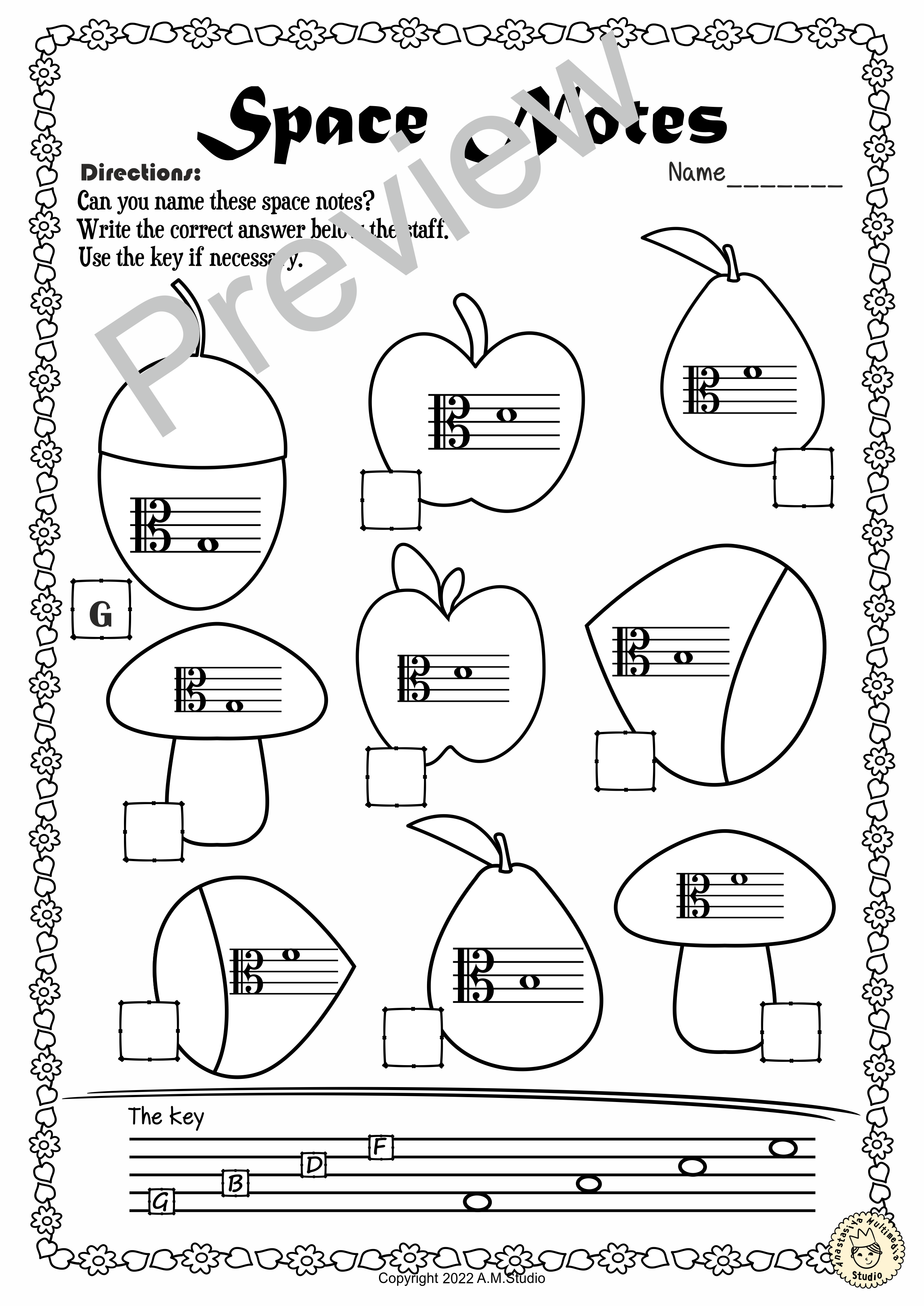 Alto Clef Note Naming Worksheets for Fall (img # 1)