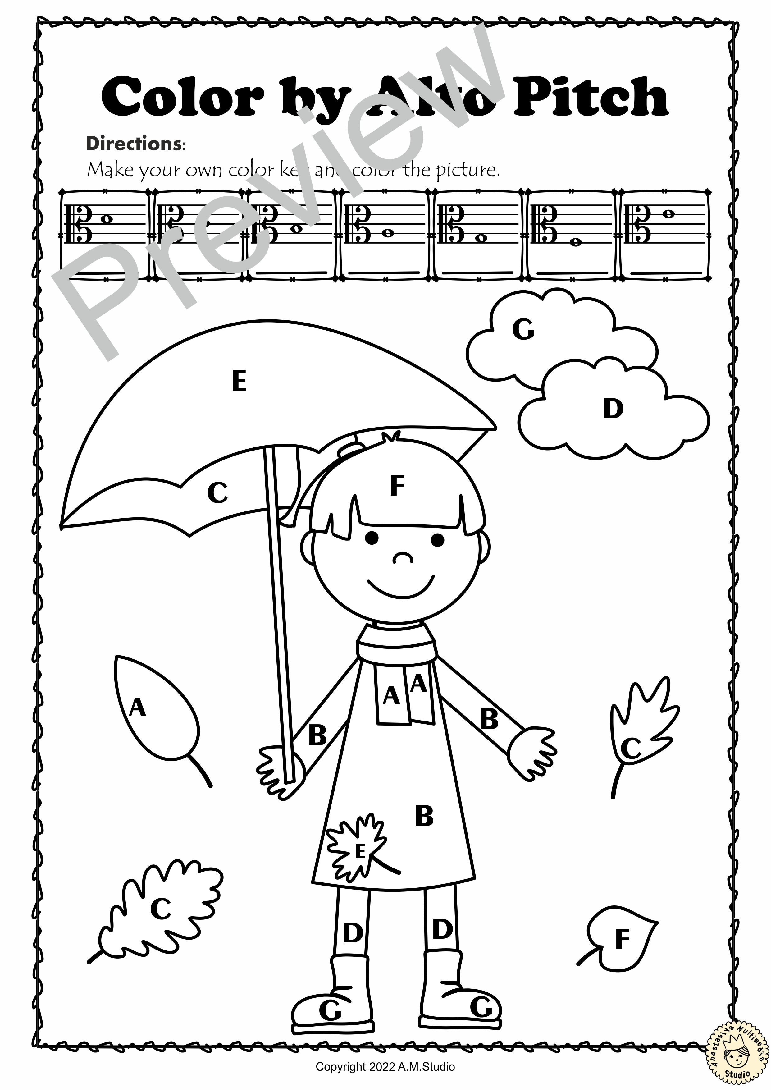 Alto Clef Note Naming Worksheets for Fall (img # 2)