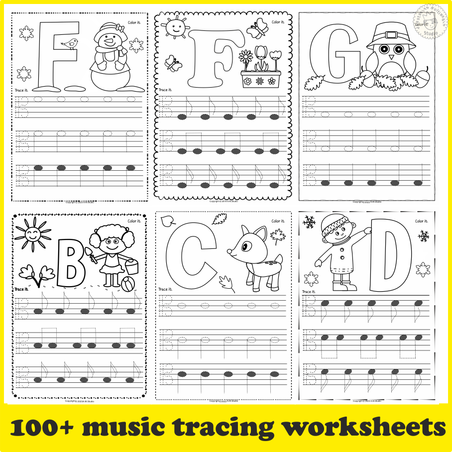 Alto Clef Tracing Music Worksheets Seasonal Bundle (img # 1)