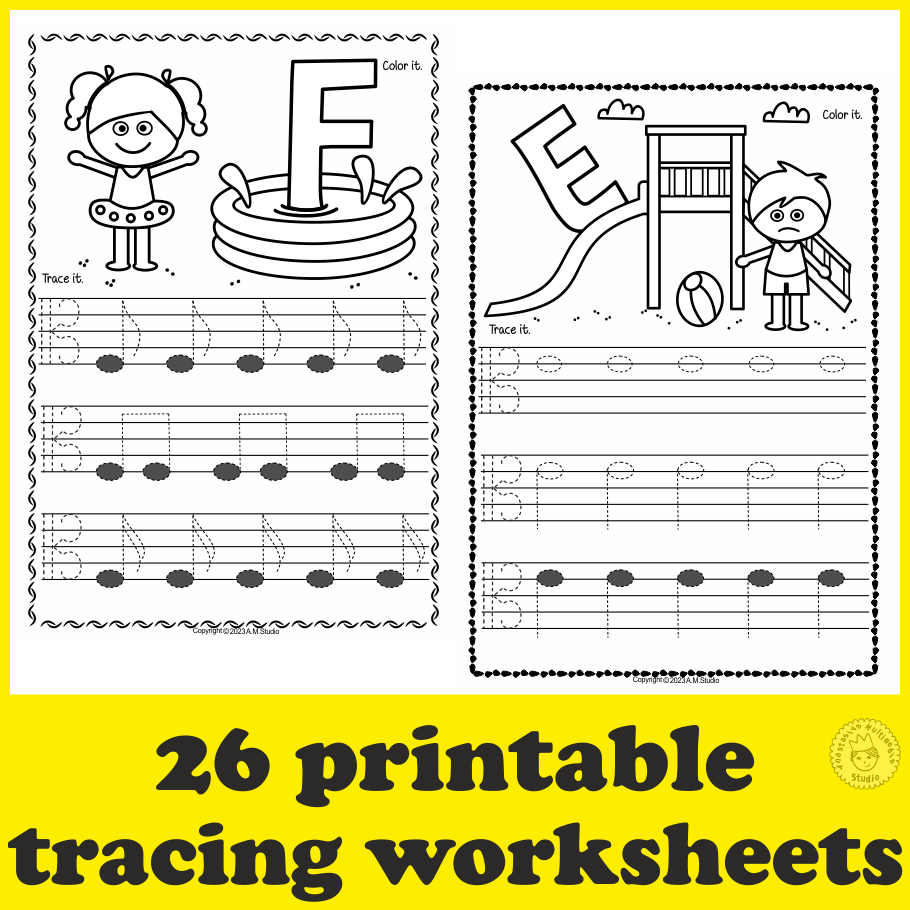 Alto Clef Tracing Music Worksheets for Summer (img # 1)