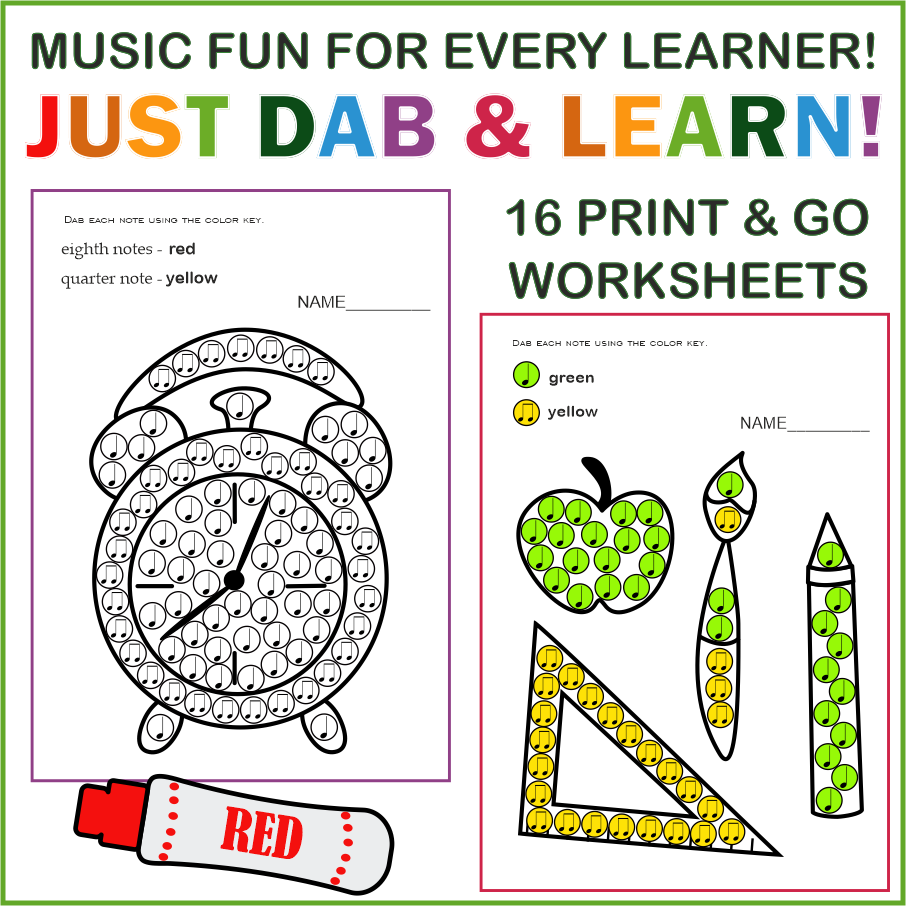 Back to School Music Dot Marker Activities | Music Rhythm Worksheets | 2 Levels (img # 1)