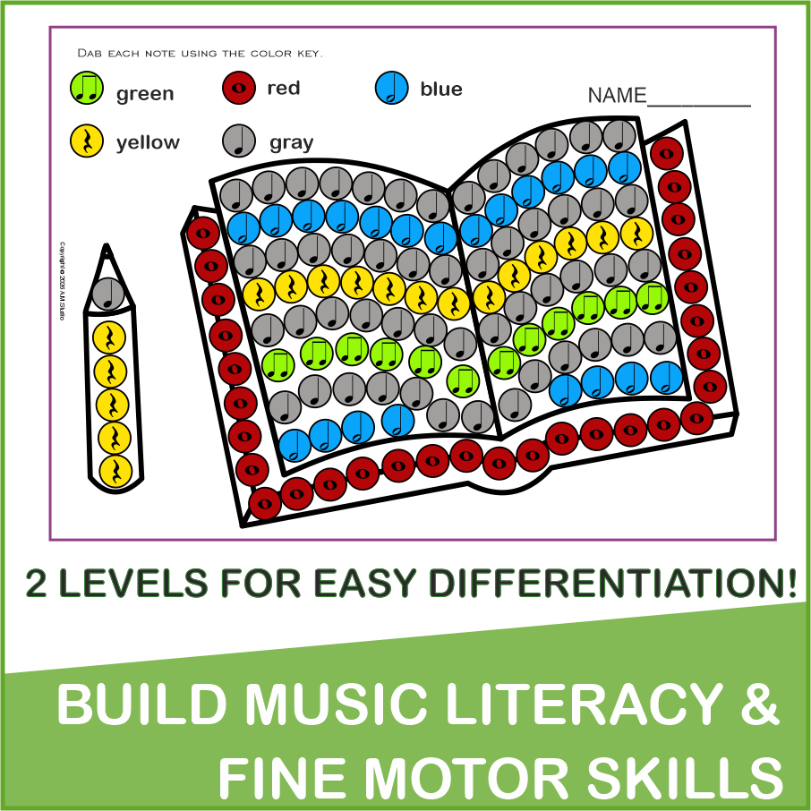 Back to School Music Dot Marker Activities | Music Rhythm Worksheets | 2 Levels (img # 2)