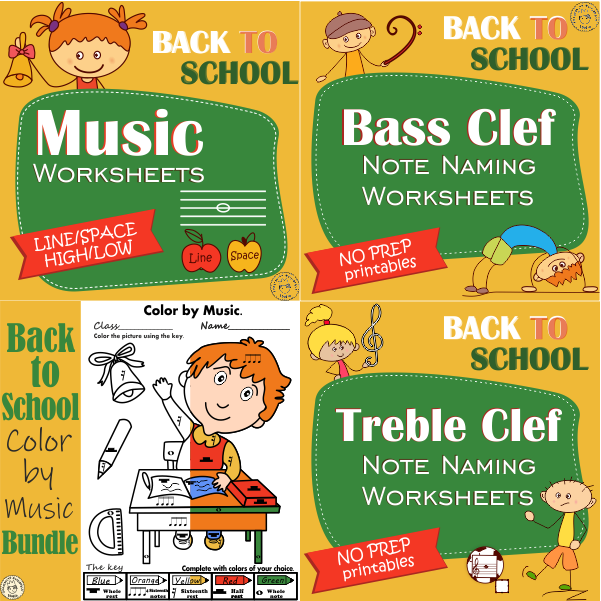 Back to School Color by Note - Treble and Bass Clef