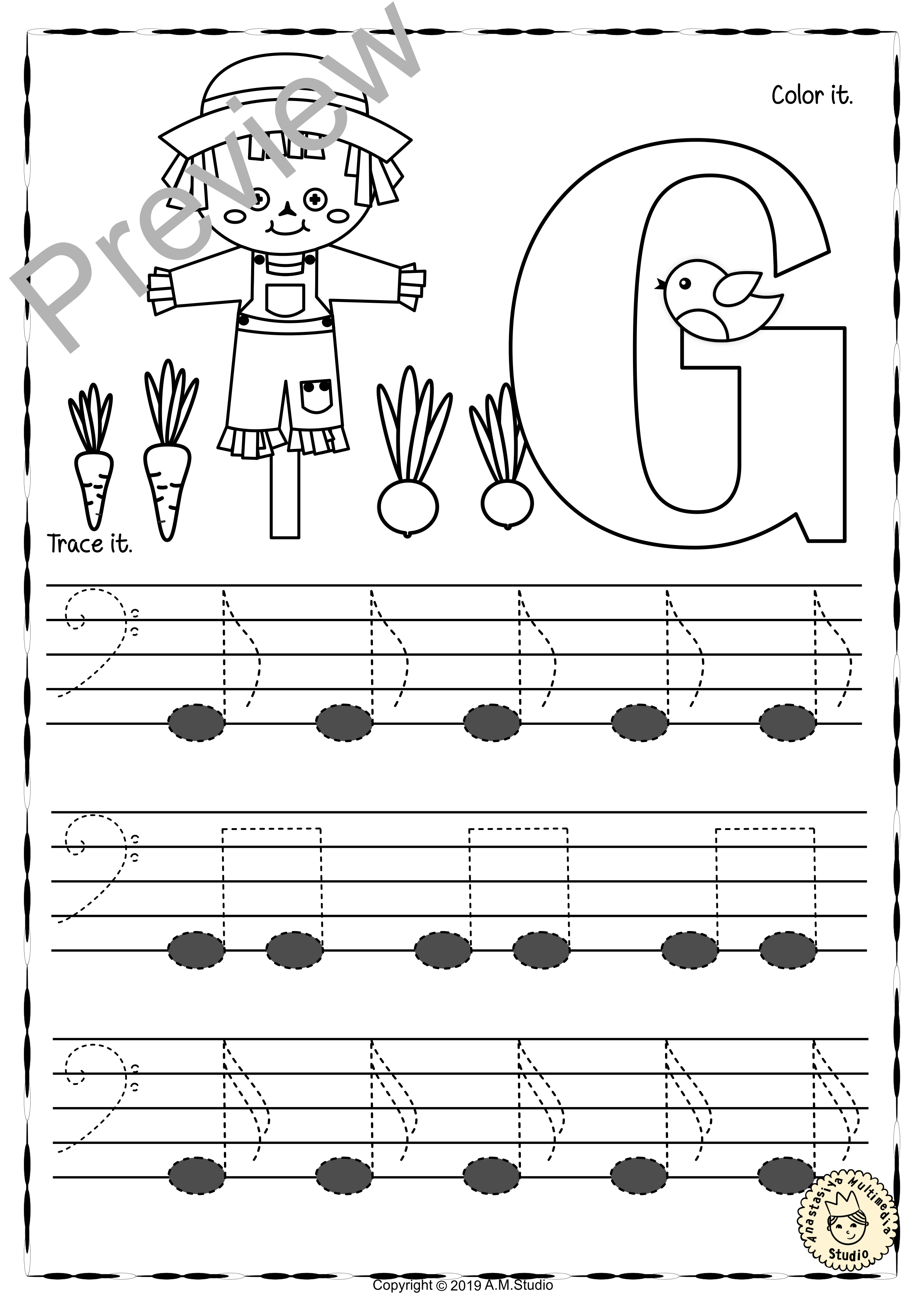 Bass Clef Tracing Music Notes Worksheets for Fall (img # 2)