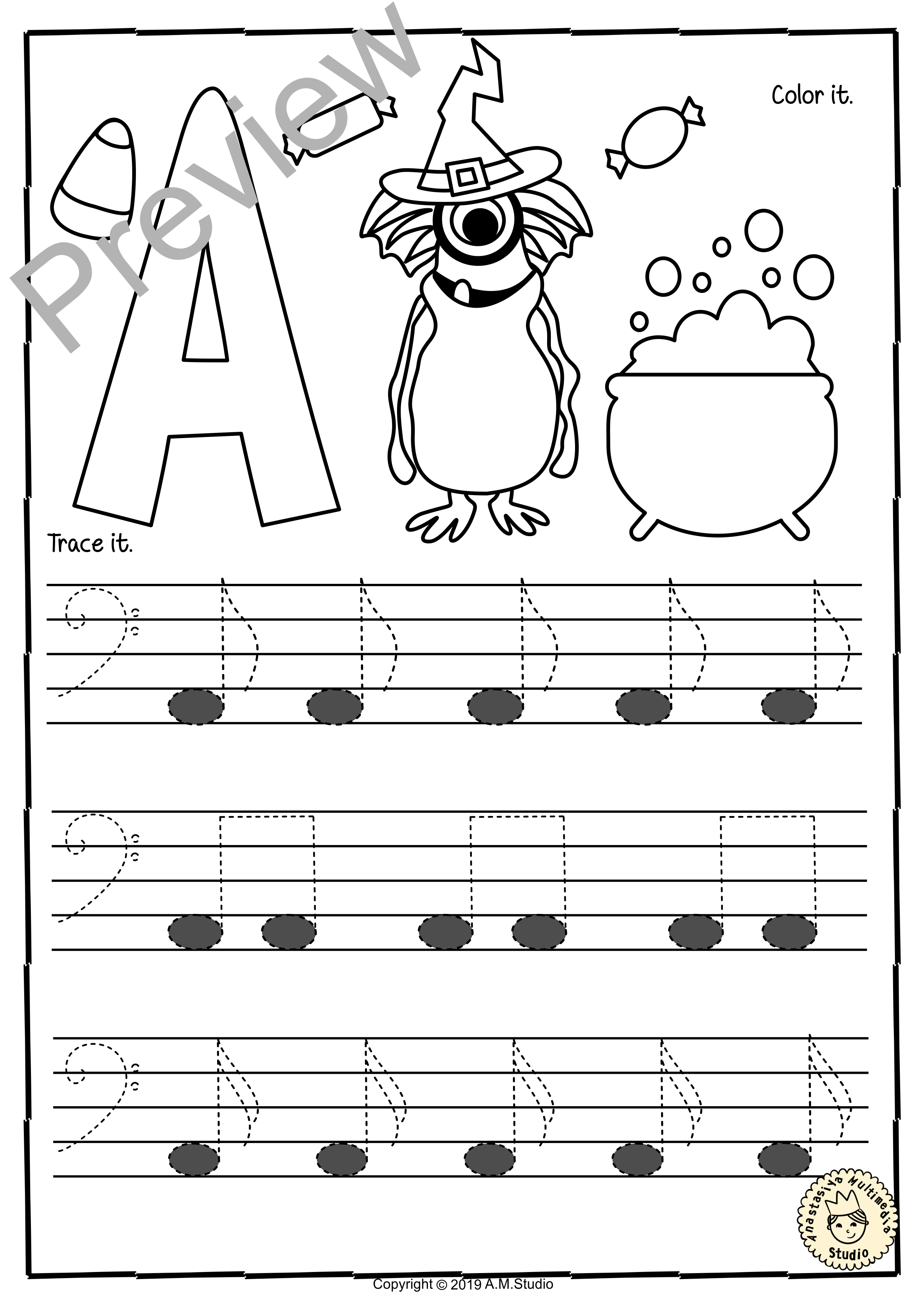 Bass Clef Tracing Music Notes Worksheets for Fall (img # 3)