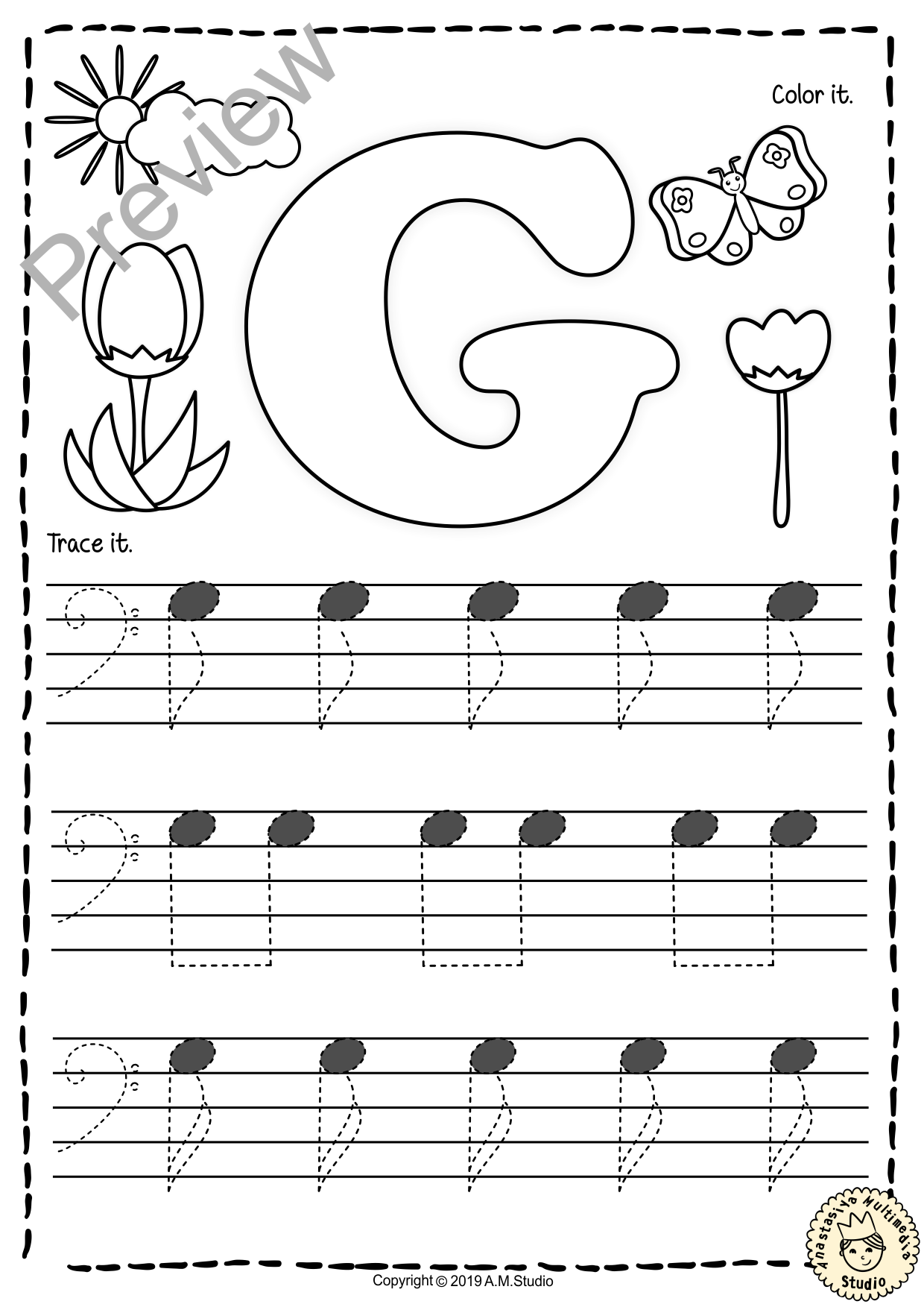 Bass Clef Tracing Music Notes Worksheets for Spring (img # 2)