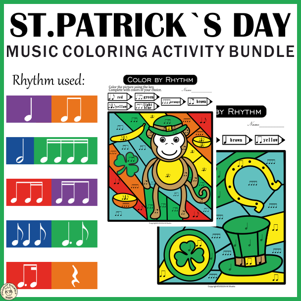 St. Patrick`s Day Music Color by Code Bundle | Sub Plans (img # 3)