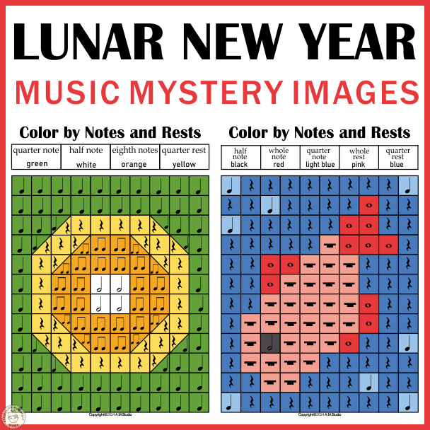 Chinese Lunar New Year Color by Note Mystery Pictures (img # 1)