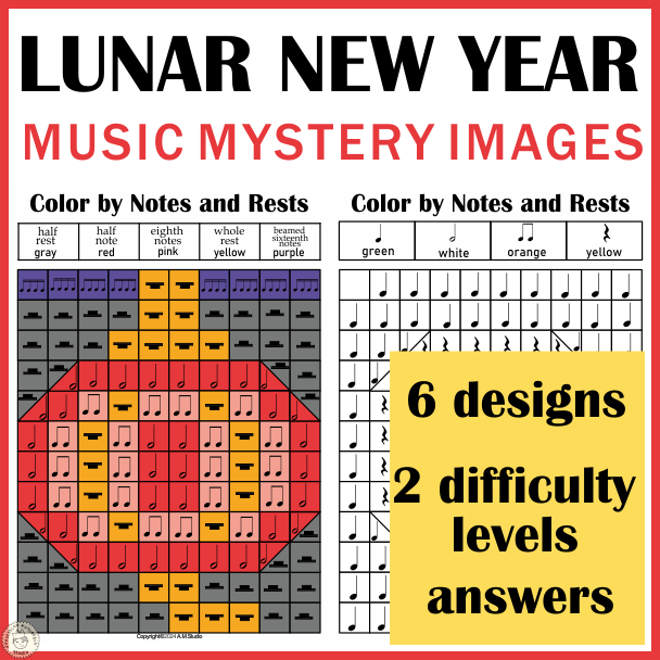 Chinese Lunar New Year Color by Note Mystery Pictures (img # 2)