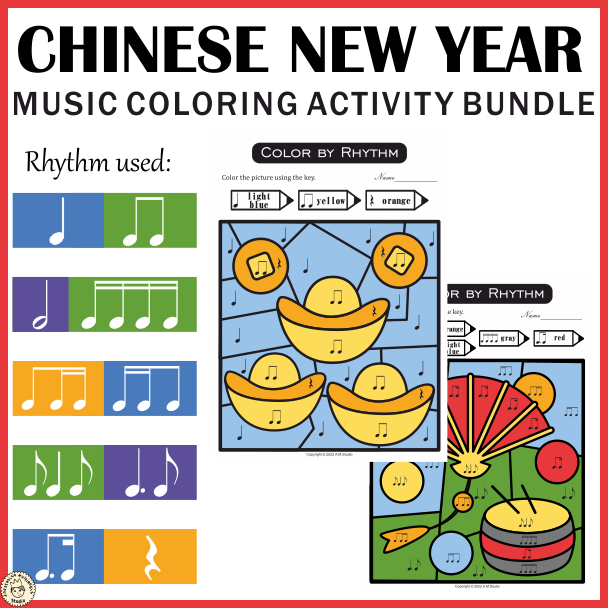 Chinese Lunar New Year Music Coloring Activities Bundle (img # 2)