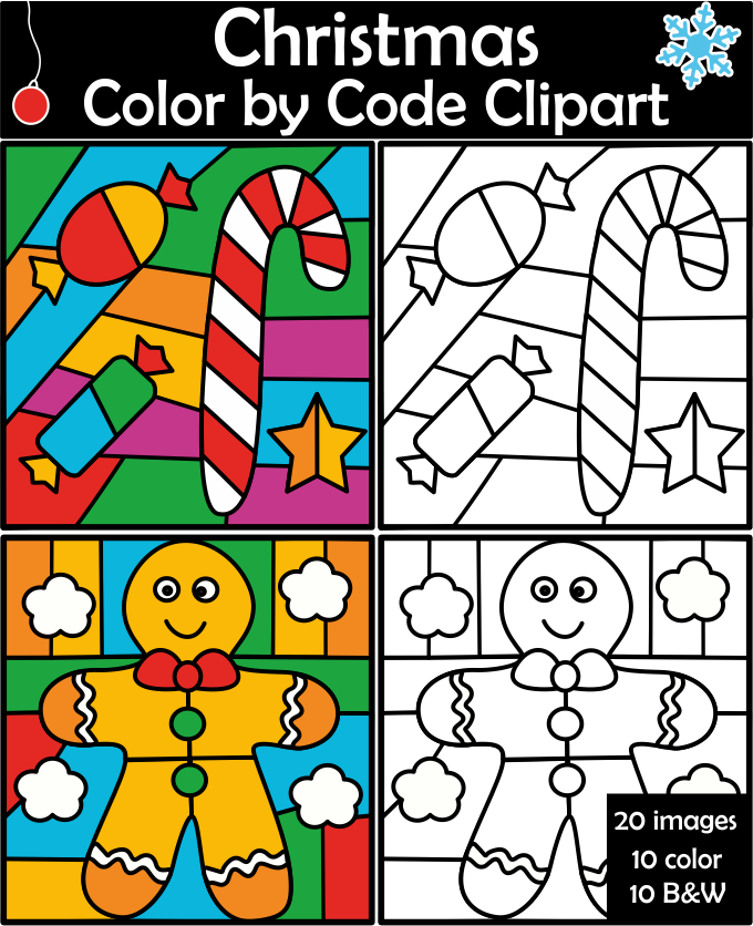 Christmas Color by Code Clip Art (img # 1)