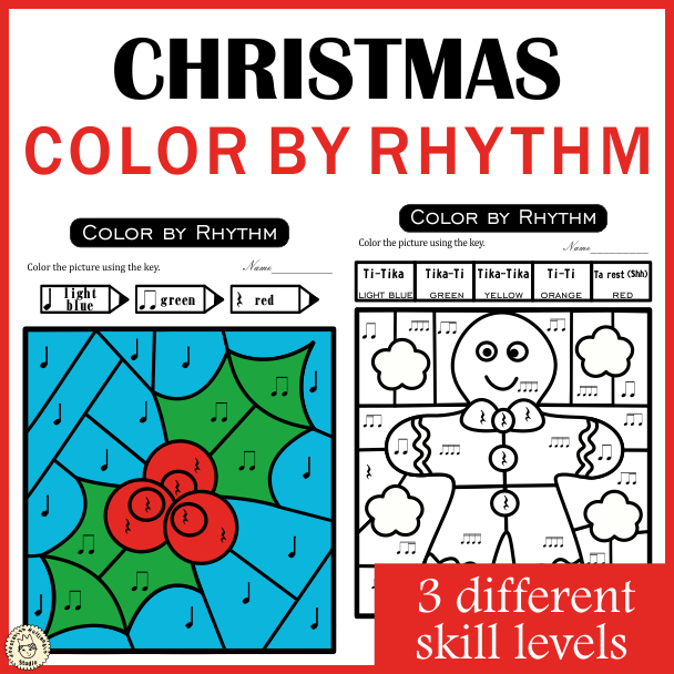 Christmas Music Coloring Sheets | Color by Rhythm | Music Color by Code (img # 2)