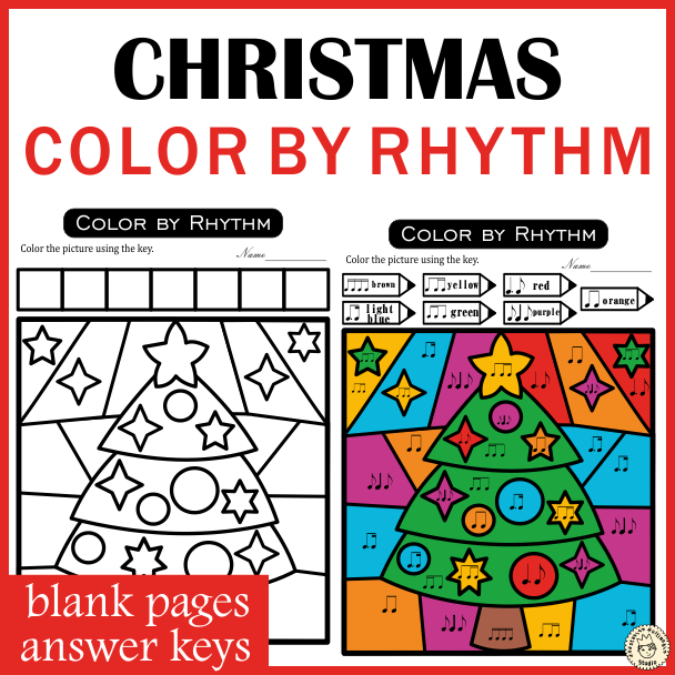 Christmas Music Coloring Sheets | Color by Rhythm | Music Color by Code (img # 3)