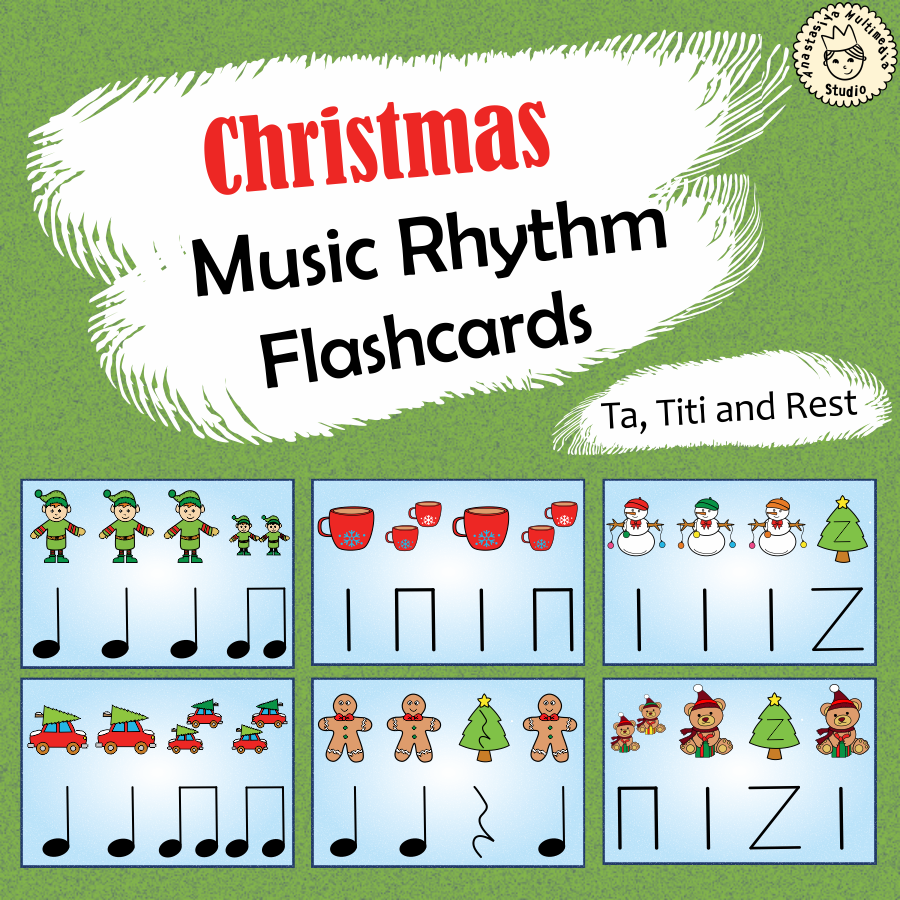 Christmas Music Rhythm Flashcards {Ta, Ti-Ti, Rest} {Google Slides + PDF} (img # 2)