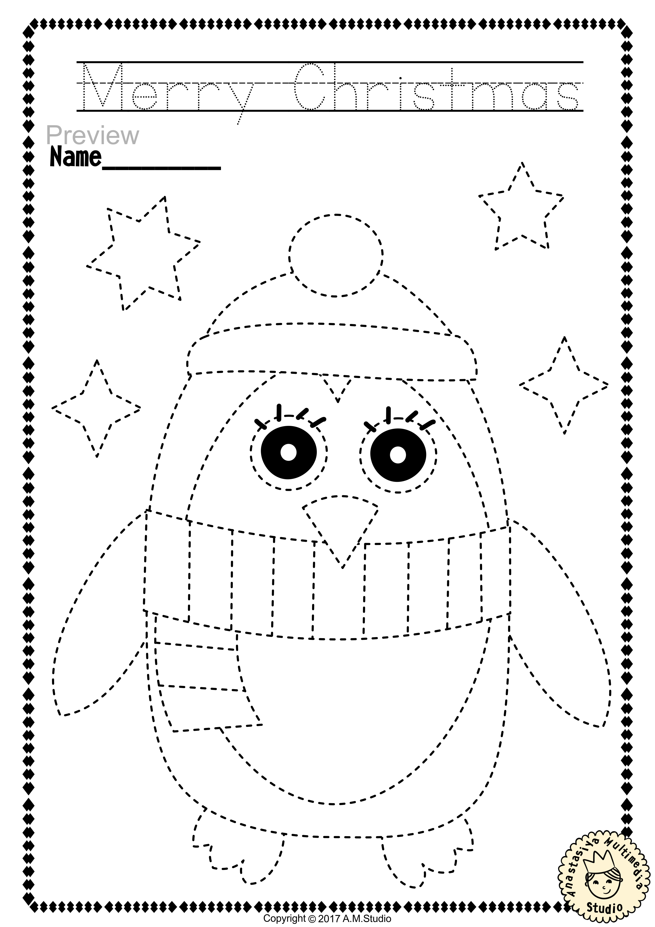 Christmas Trace and Color Pages {Fine Motor Skills + Pre-writing} (img # 4)