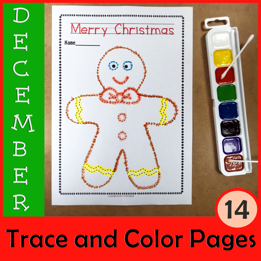 Christmas Trace and Color Pages {Fine Motor Skills + Pre-writing} (img # 2)