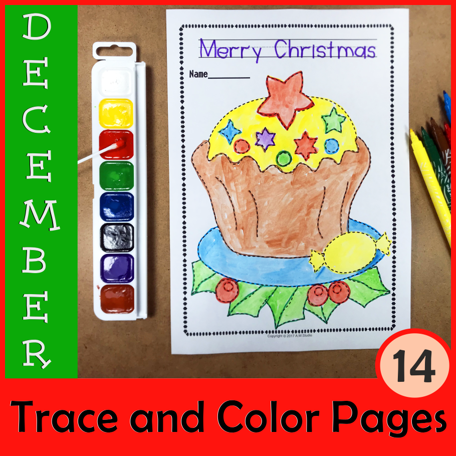 Christmas Trace and Color Pages {Fine Motor Skills + Pre-writing} (img # 3)