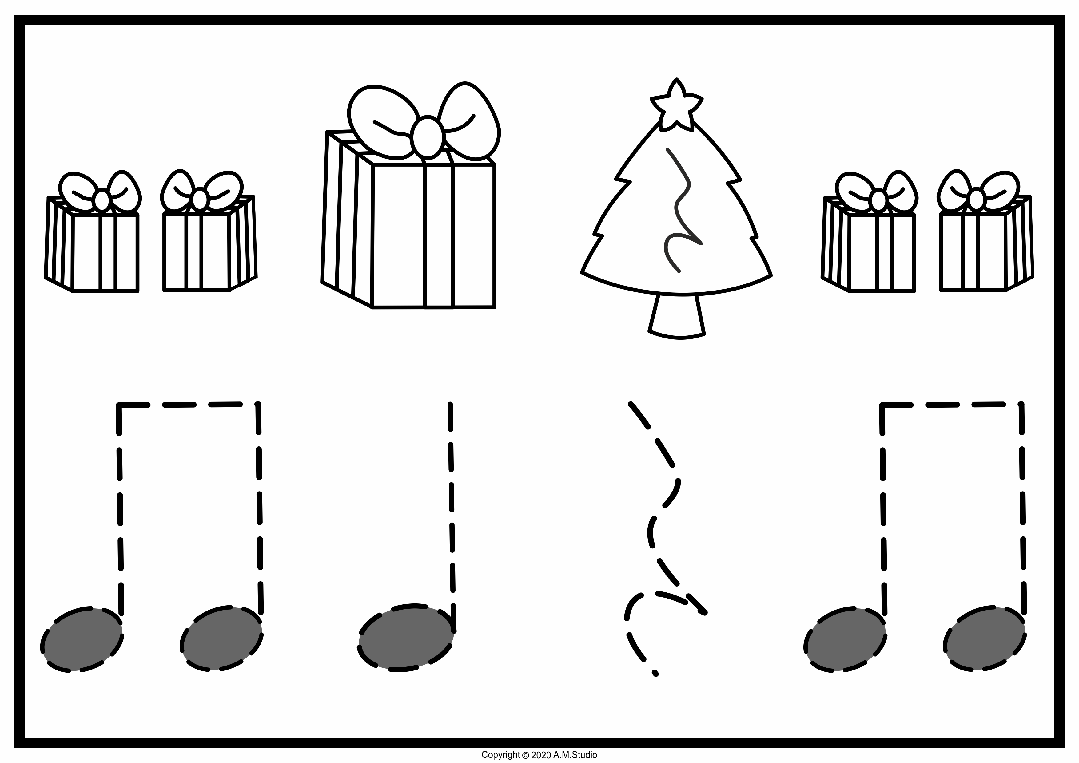 Color, Trace, Clap! Christmas Music Rhythm Activities {Ta, Ti-Ti, Rest} (img # 3)