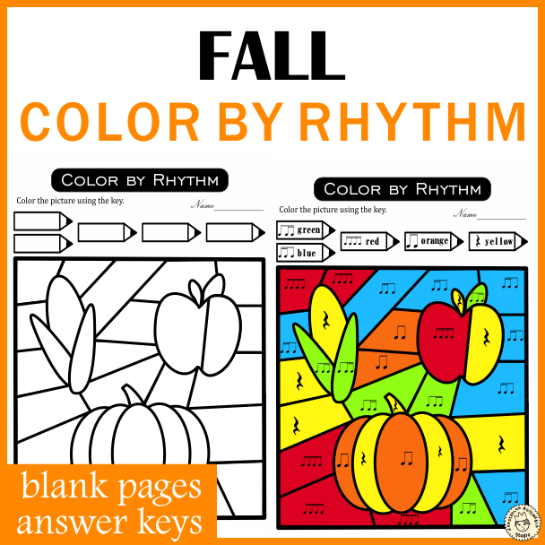 Fall Color by Rhythm Activities | Music Color by Code | Standard Notation (img # 3)