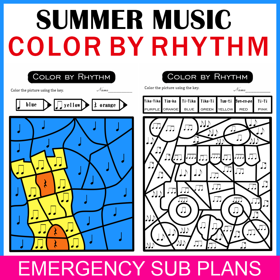 Color by Rhythm Summer Themed Pages {standard notation} (img # 2)