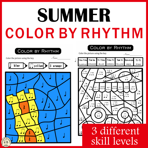 Color by Rhythm Summer Themed Pages {standard notation} (img # 2)