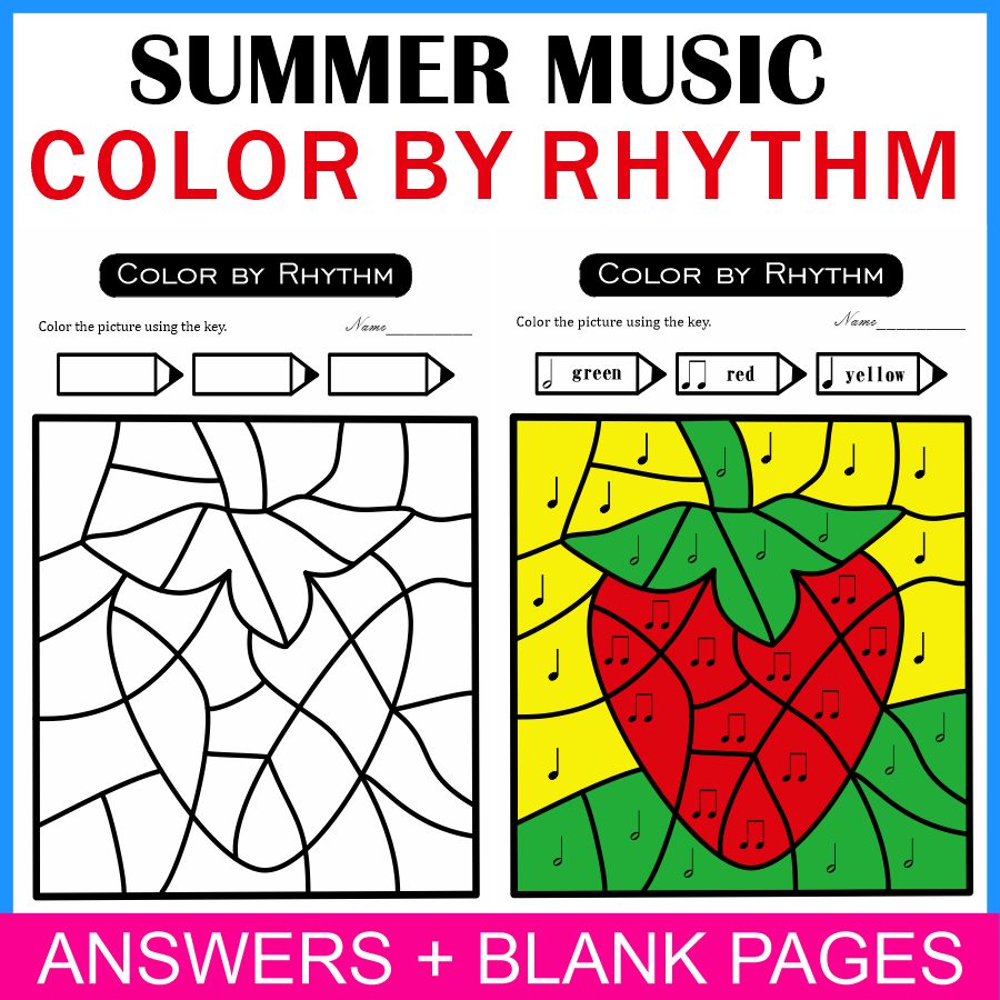 Color by Rhythm Summer Themed Pages {standard notation} (img # 3)