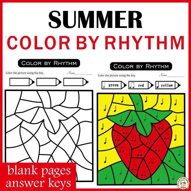 Color by Rhythm Summer Themed Pages {standard notation} (img # 3)