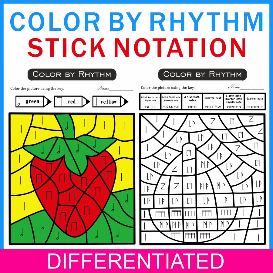 Color by Rhythm Summer Themed Pages {stick notation} (img # 1)