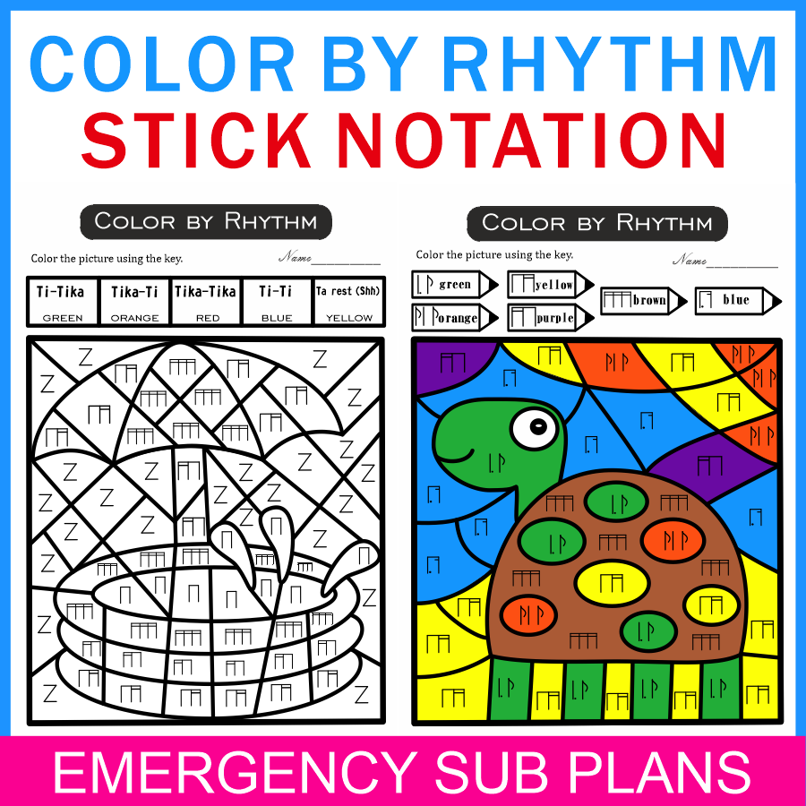 Color by Rhythm Summer Themed Pages {stick notation} (img # 2)