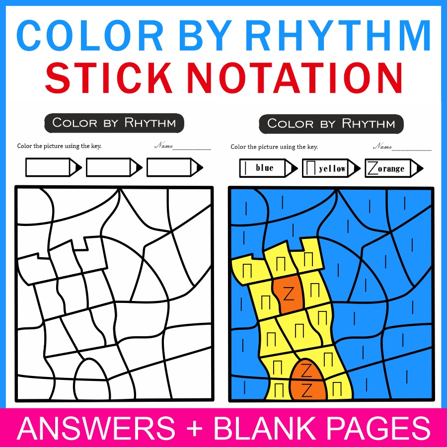 Color by Rhythm Summer Themed Pages {stick notation} (img # 3)