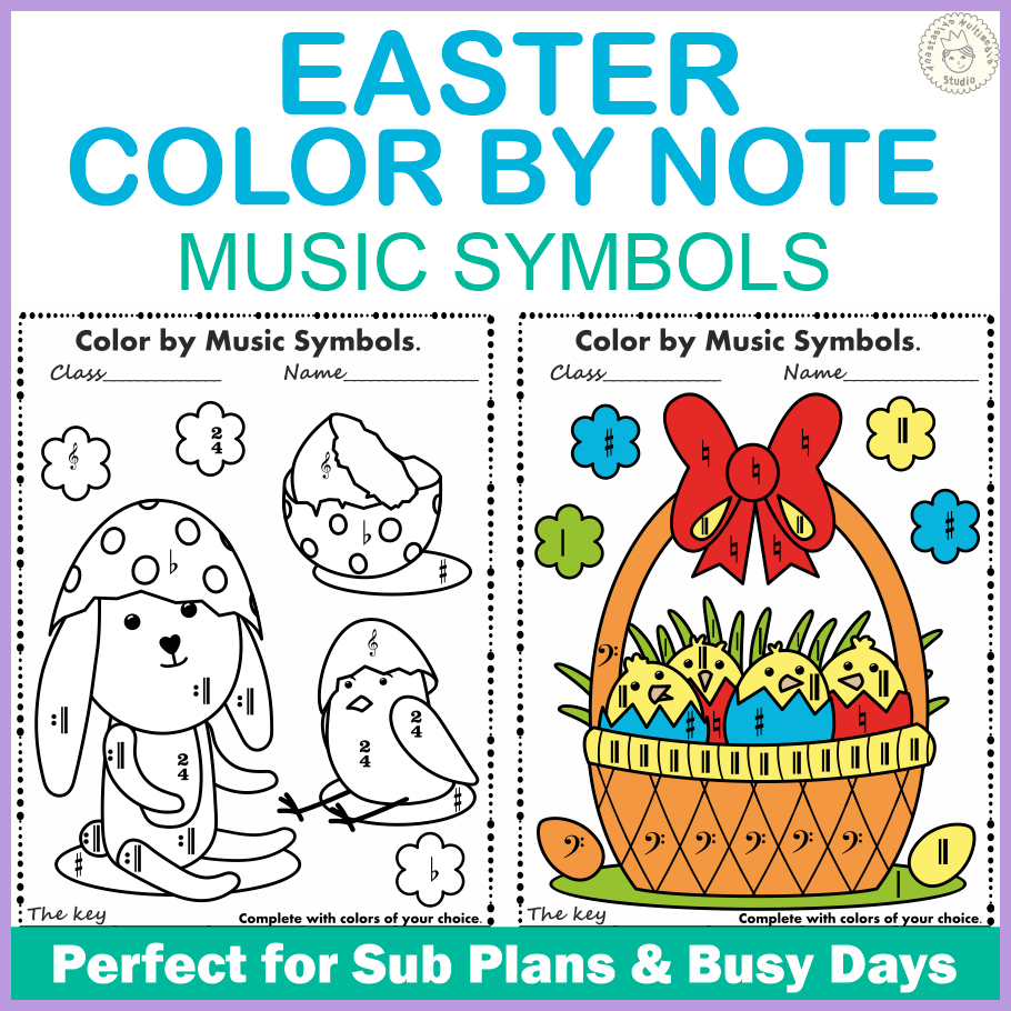 Easter Color by Music Staff Symbols (img # 1)