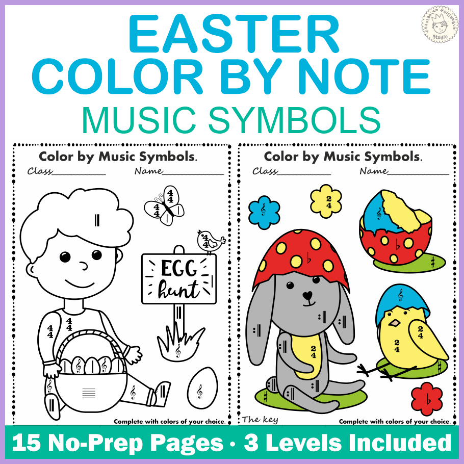 Easter Color by Music Staff Symbols (img # 2)