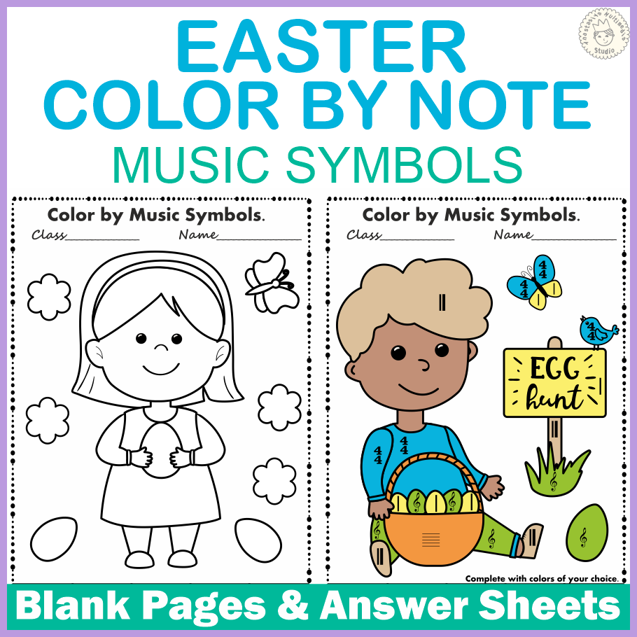 Easter Color by Music Staff Symbols (img # 3)