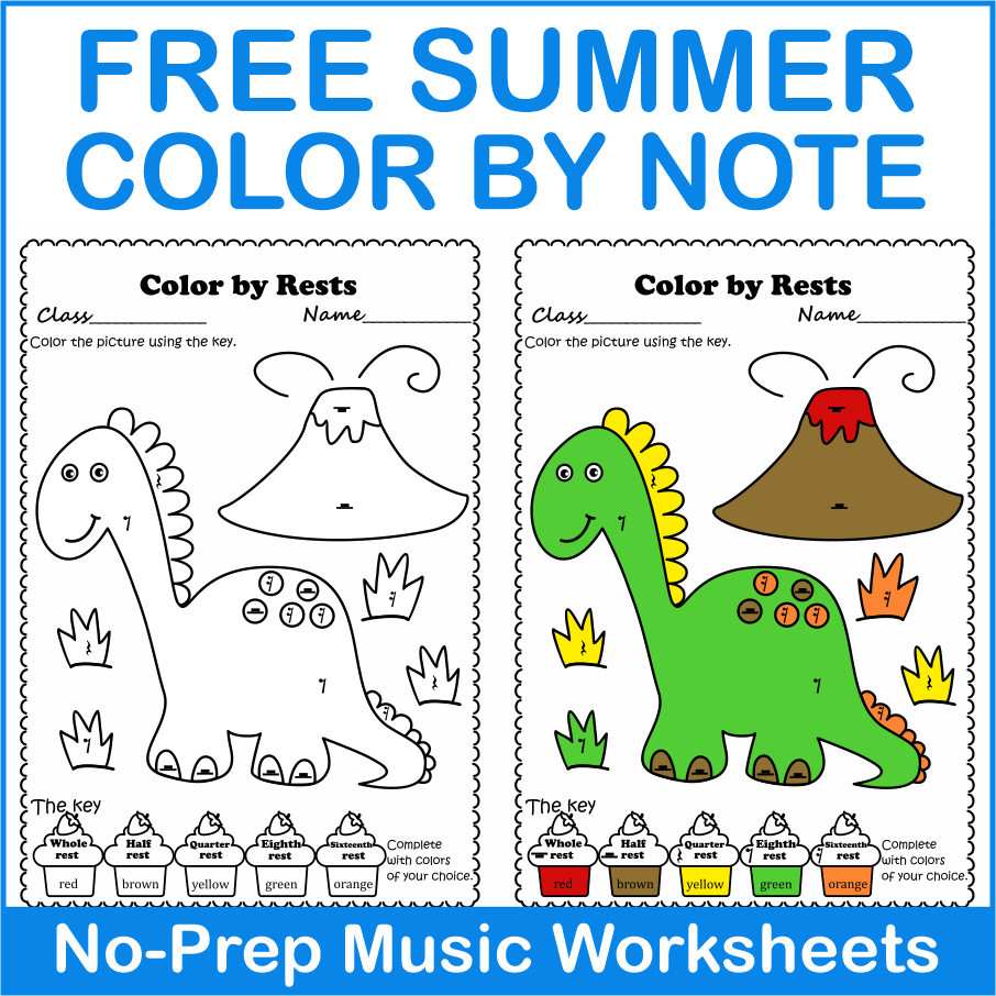 Free Summer Music Color by Note, Rest, and Dynamics (img # 1)