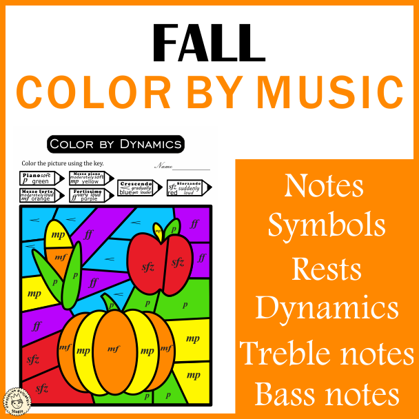Fall Music Color by Code Worksheets | Note Names | Dynamics | Music Symbols (img # 2)