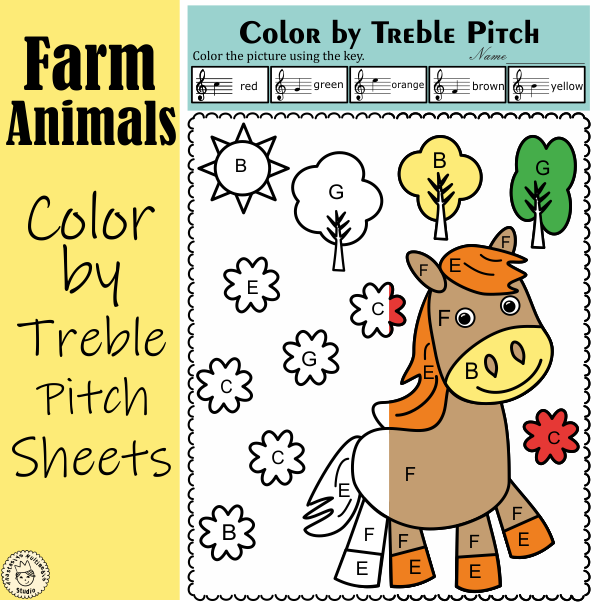 Winter Music Coloring Sheets  Color by Treble Clef Note Names