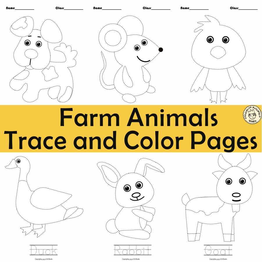 Farm Animals Tracing Pictures Worksheets (img # 1)