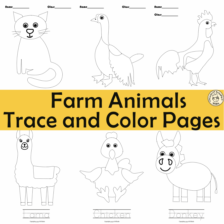 Farm Animals Tracing Pictures Worksheets (img # 2)