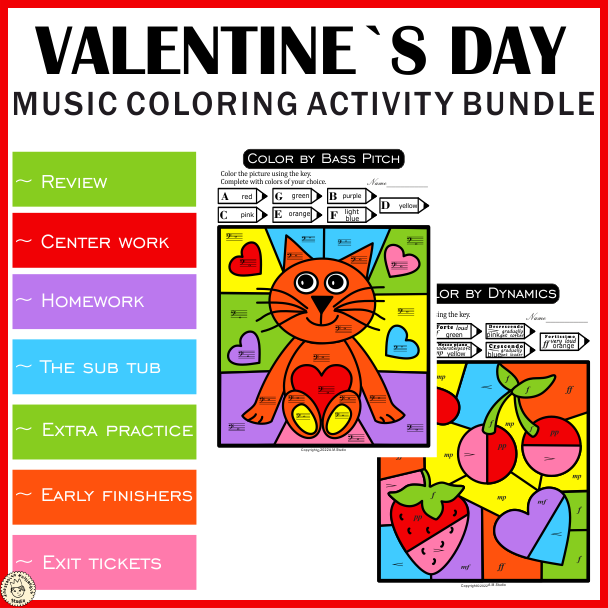 Valentine`s Day Music Color by Code Bundle (img # 2)