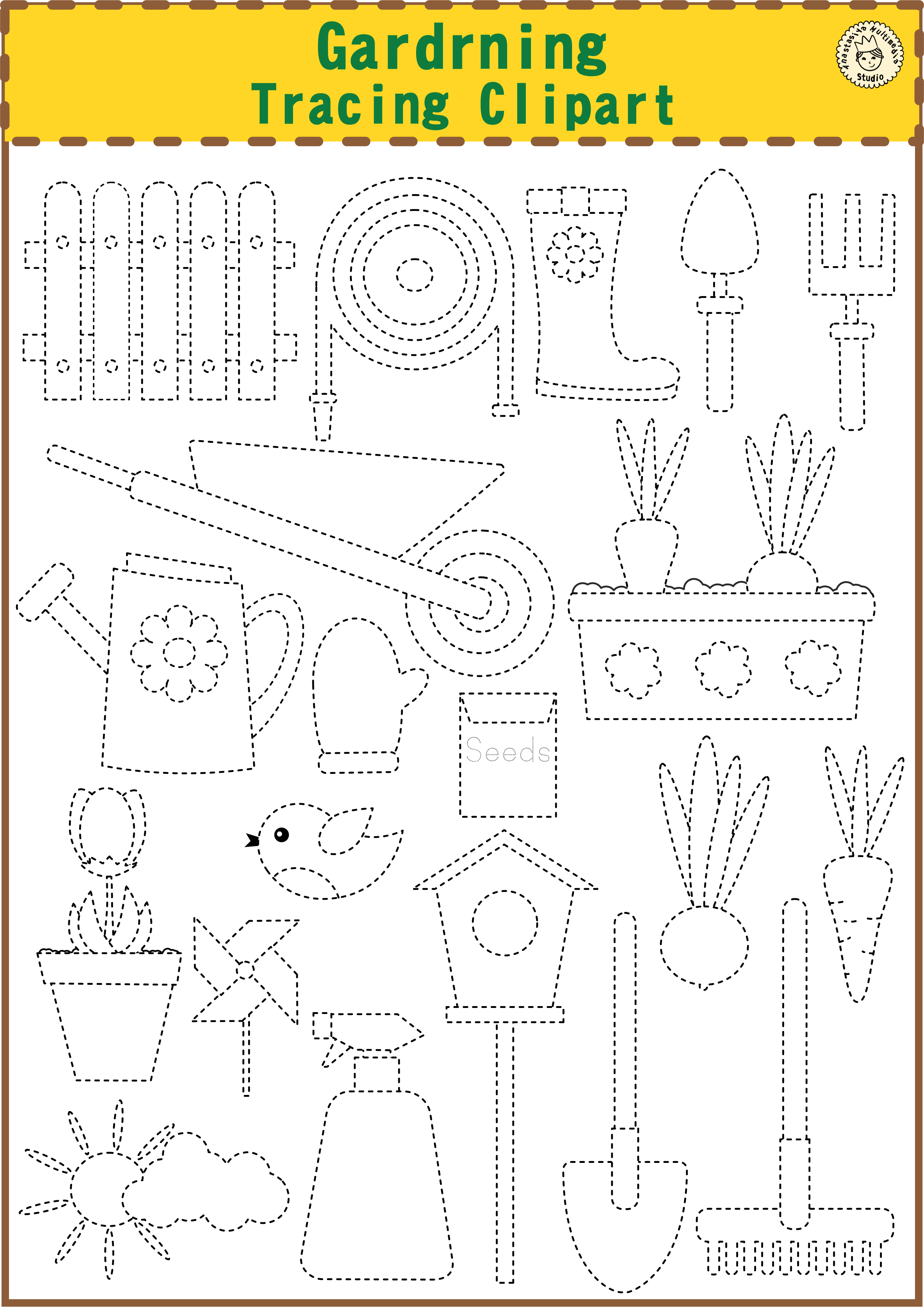 Gardening Tracing Clipart Gardening Tracing Clipart