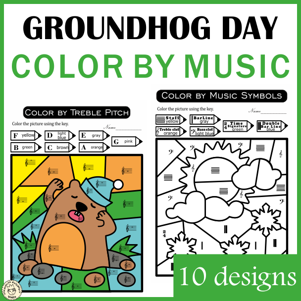 Groundhog Day Music Color by Note Sheets (img # 1)